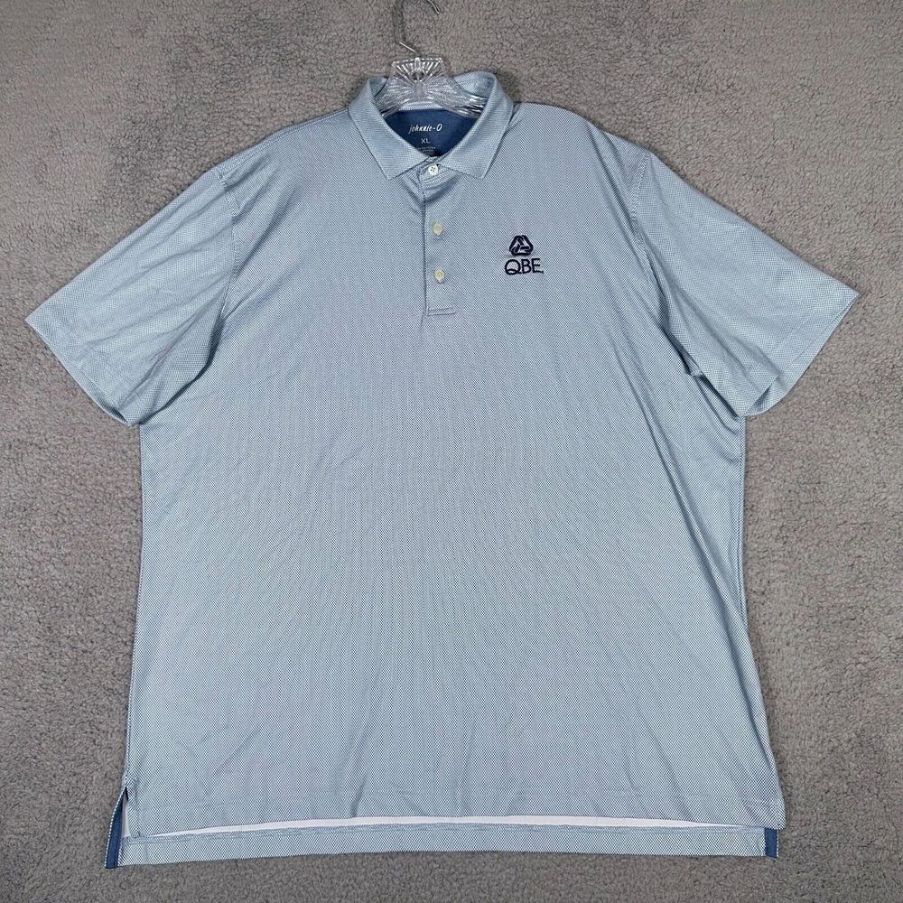 Johnnie-O Polo‎ Shirt Mens XL Blue White Print Golf Short Sleeve Stretch Logo
